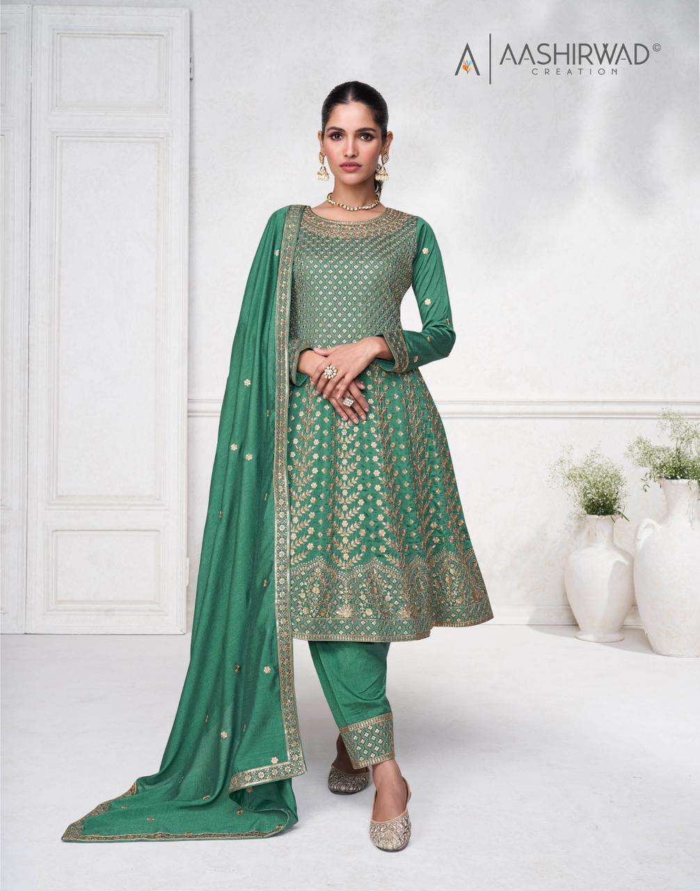AASHIRWAD CREATION  SARGAM HEAVY DESIGNER  SILK SUIT