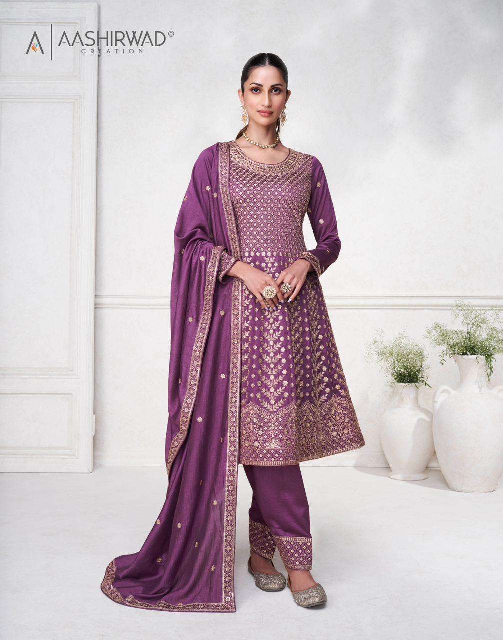 AASHIRWAD CREATION  SARGAM HEAVY DESIGNER  SILK SUIT