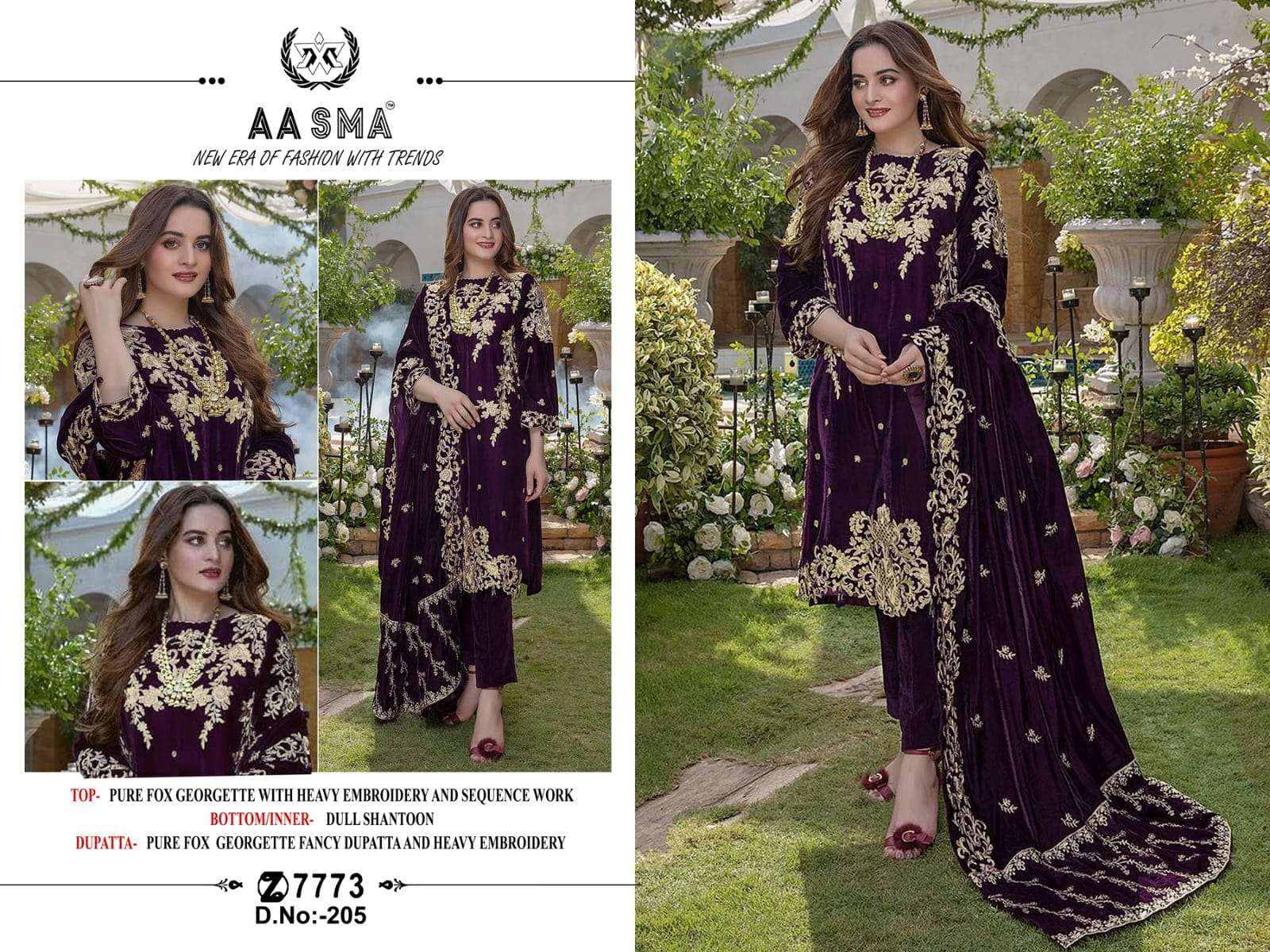 AASMA D NO 205 BEAUTIFUL PAKISTANI SUIT