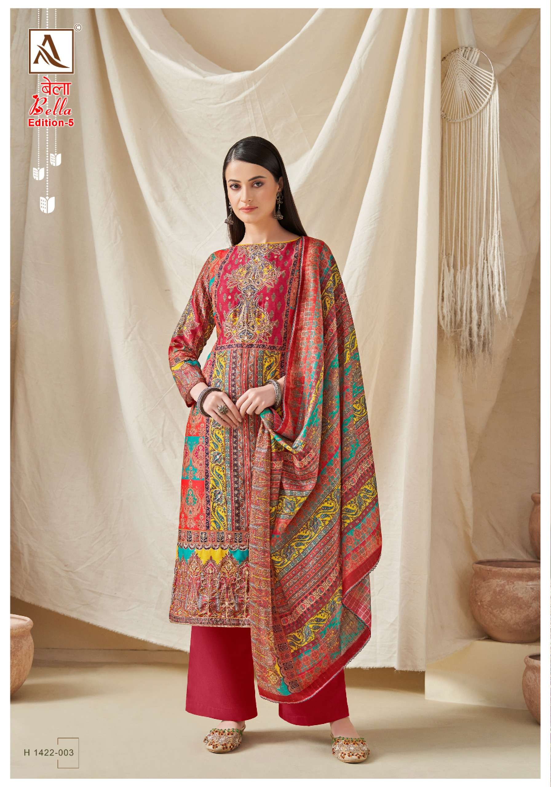 ALOK SUITS BELLA VOL 5 MUSLIN FANCY WORK SUIT