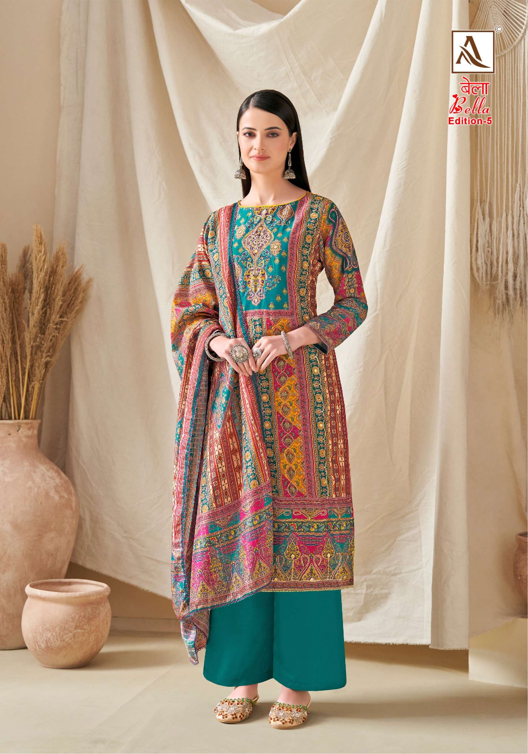 ALOK SUITS BELLA VOL 5 MUSLIN FANCY WORK SUIT