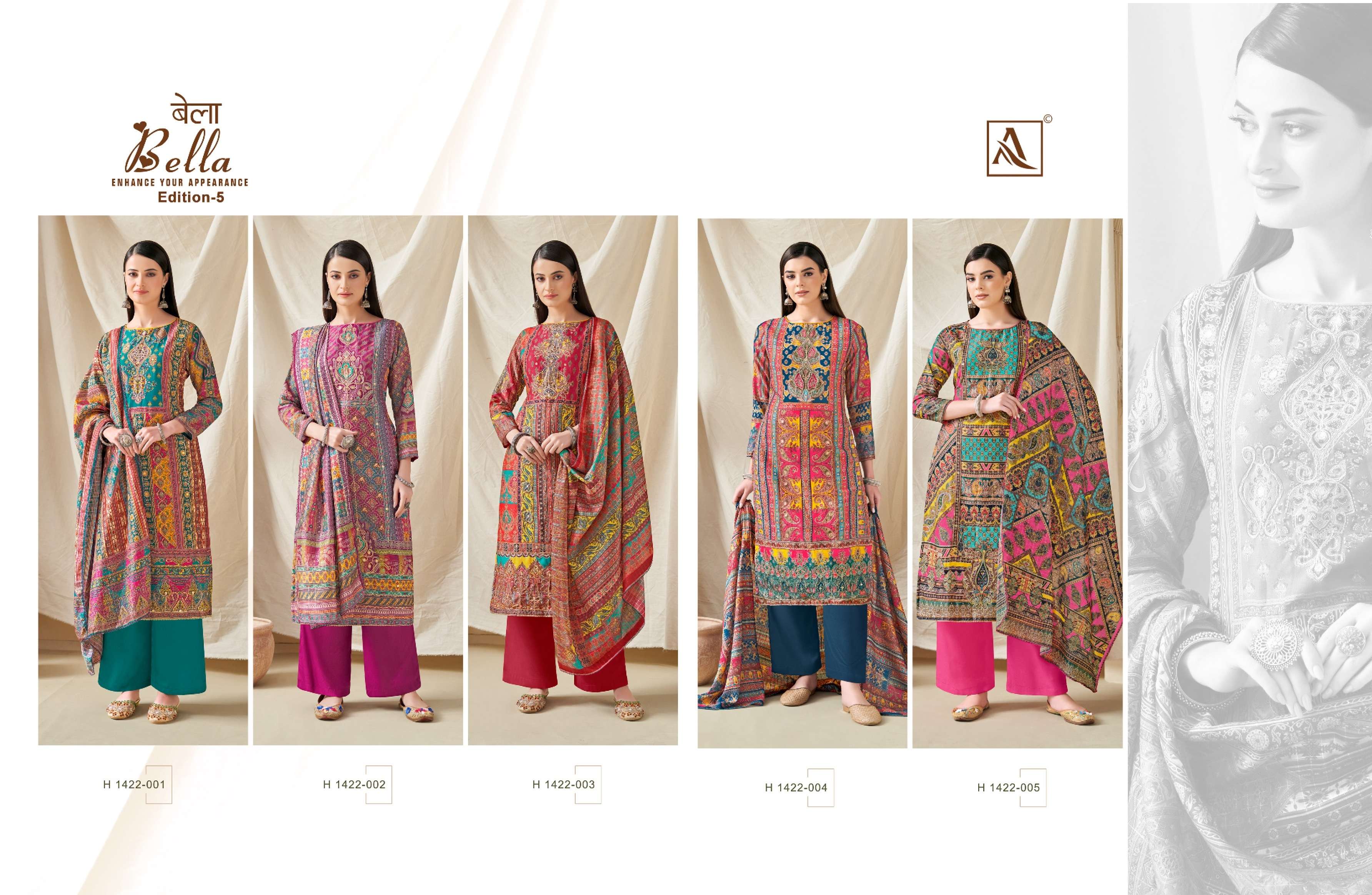 ALOK SUITS BELLA VOL 5 MUSLIN FANCY WORK SUIT