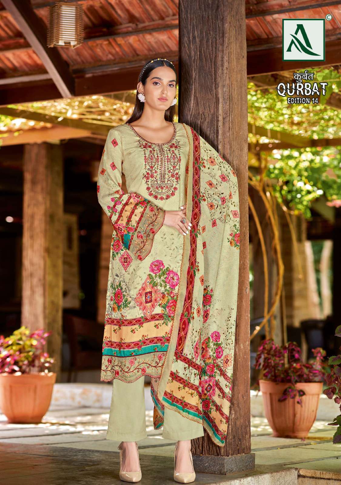 ALOK SUITS QURBAT VOL 14 JAM COTTON PRINT WITH FANCY WORK SUITS