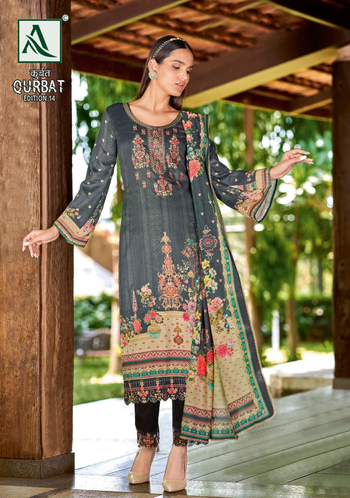 ALOK SUITS QURBAT VOL 14 JAM COTTON PRINT WITH FANCY WORK SUITS
