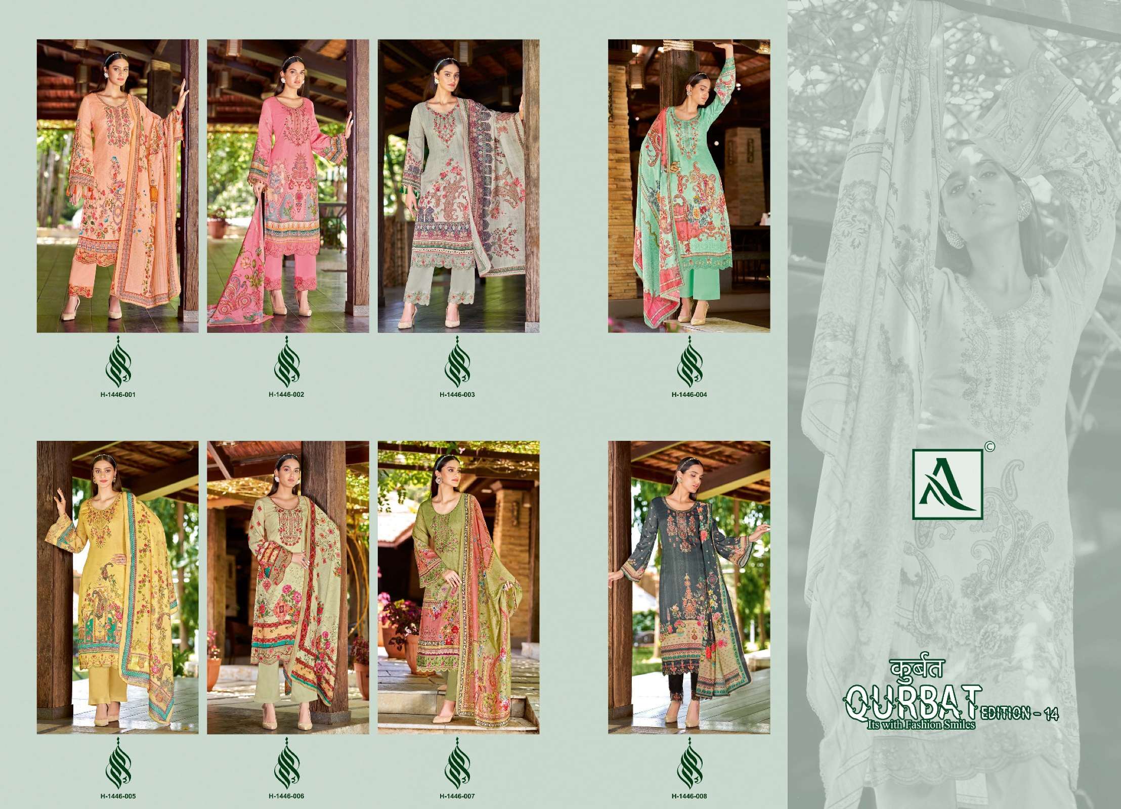 ALOK SUITS QURBAT VOL 14 JAM COTTON PRINT WITH FANCY WORK SUITS