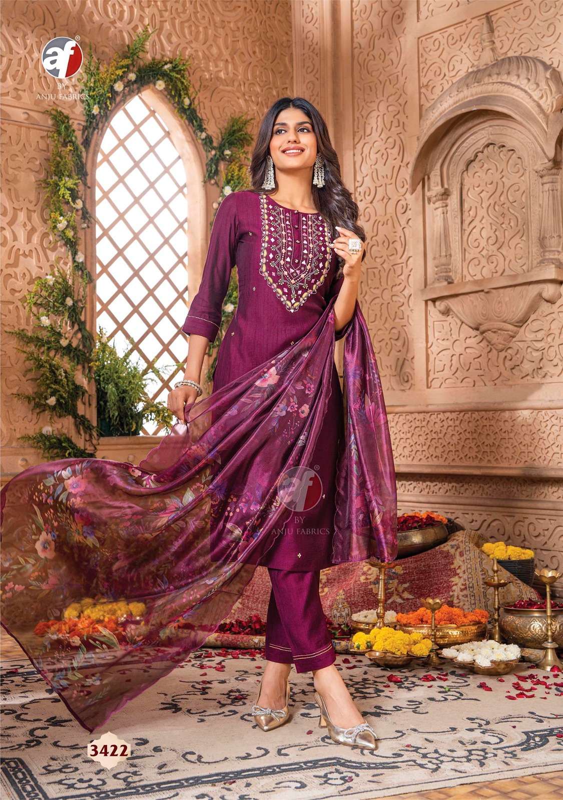 ANJU FABRICS REAL TOUCH VOL 3 PARTY WEAR KURTI COMBO SET 