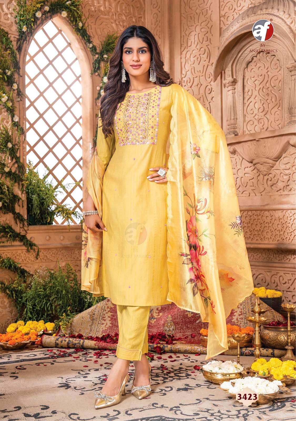 ANJU FABRICS REAL TOUCH VOL 3 PARTY WEAR KURTI COMBO SET 