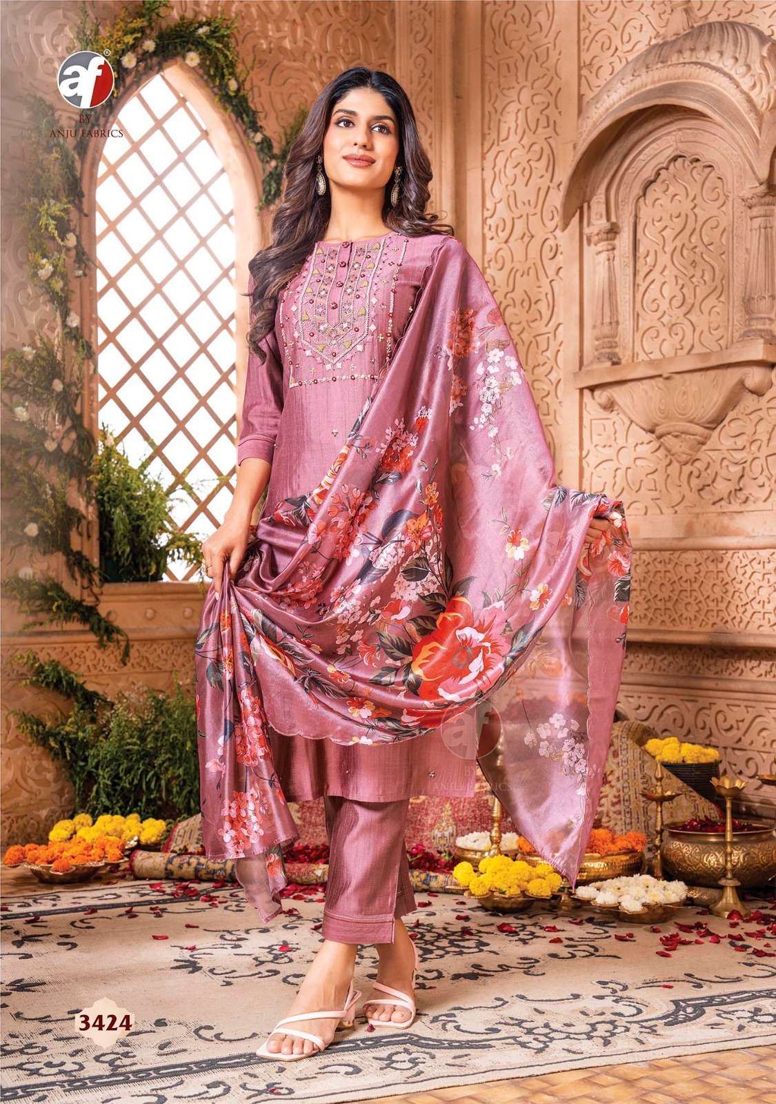 ANJU FABRICS REAL TOUCH VOL 3 PARTY WEAR KURTI COMBO SET 