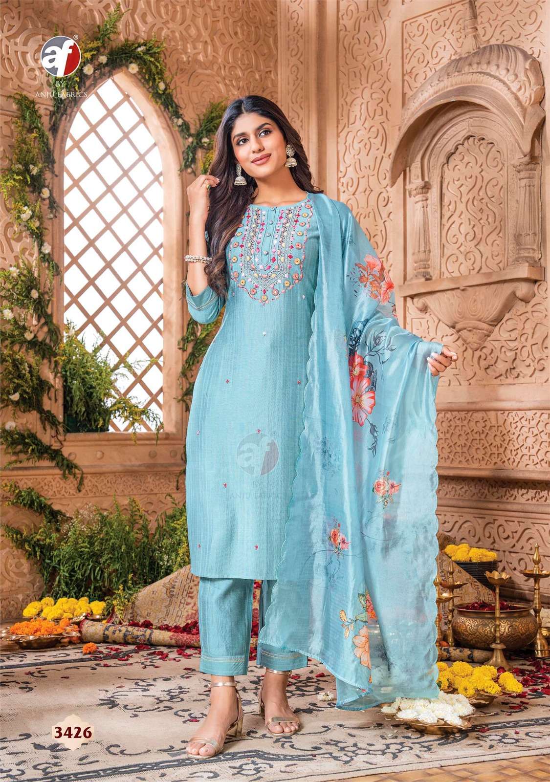 ANJU FABRICS REAL TOUCH VOL 3 PARTY WEAR KURTI COMBO SET 