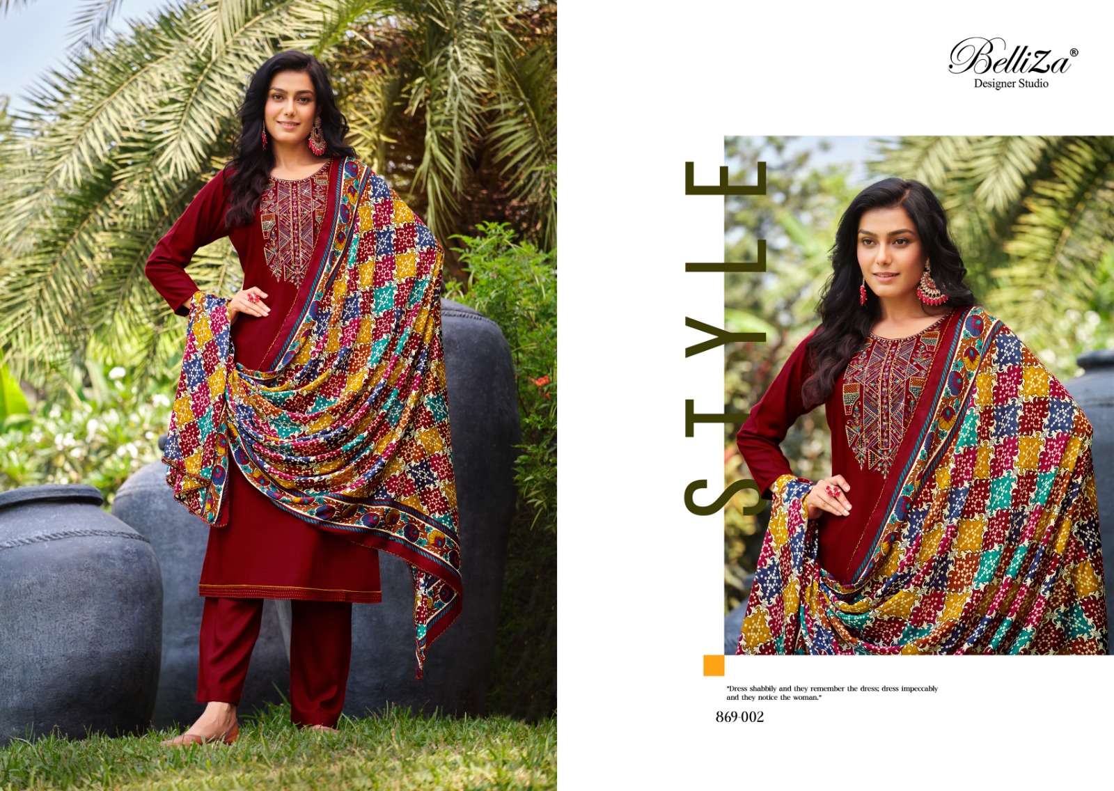 BELLIZA DESIGNER STUDIO LOVINA VOL 2 VISCOSE FANCY WORK SUIT	