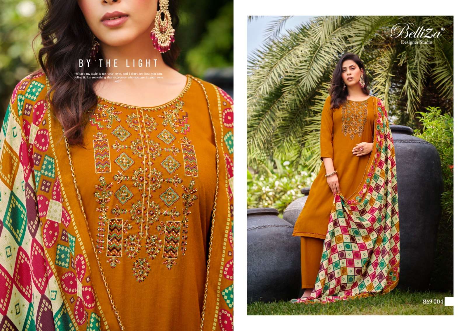 BELLIZA DESIGNER STUDIO LOVINA VOL 2 VISCOSE FANCY WORK SUIT	