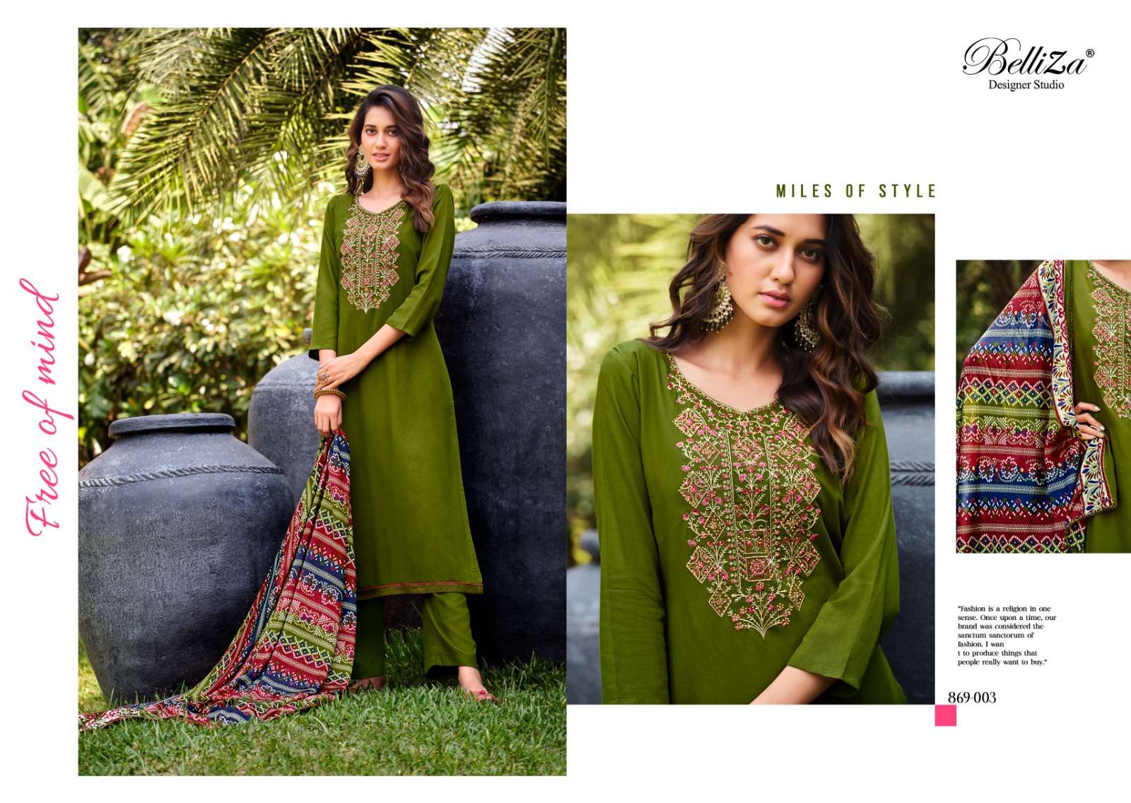 BELLIZA DESIGNER STUDIO LOVINA VOL 2 VISCOSE FANCY WORK SUIT	