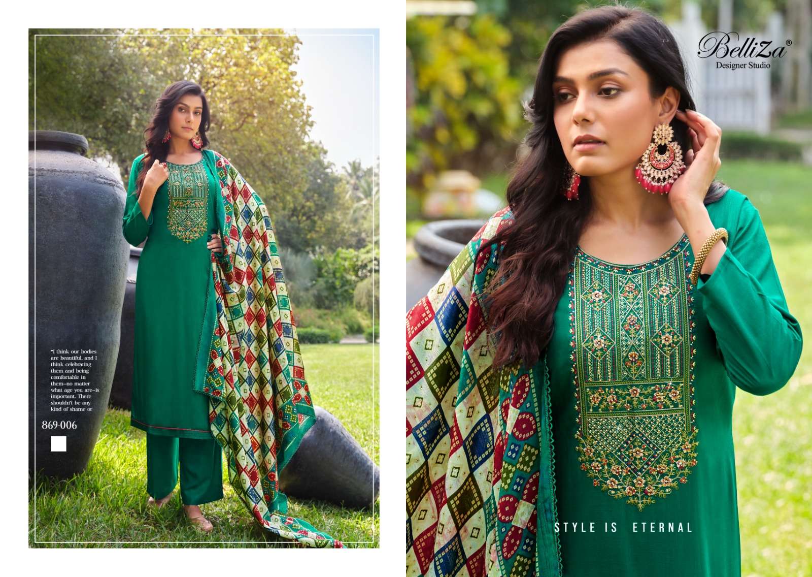 BELLIZA DESIGNER STUDIO LOVINA VOL 2 VISCOSE FANCY WORK SUIT	