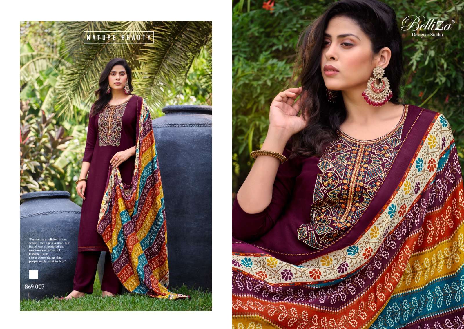 BELLIZA DESIGNER STUDIO LOVINA VOL 2 VISCOSE FANCY WORK SUIT	