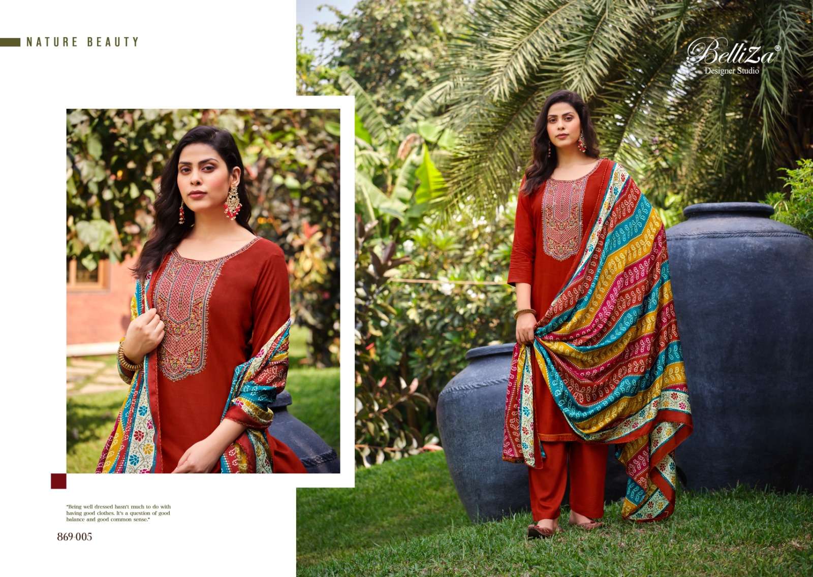 BELLIZA DESIGNER STUDIO LOVINA VOL 2 VISCOSE FANCY WORK SUIT	