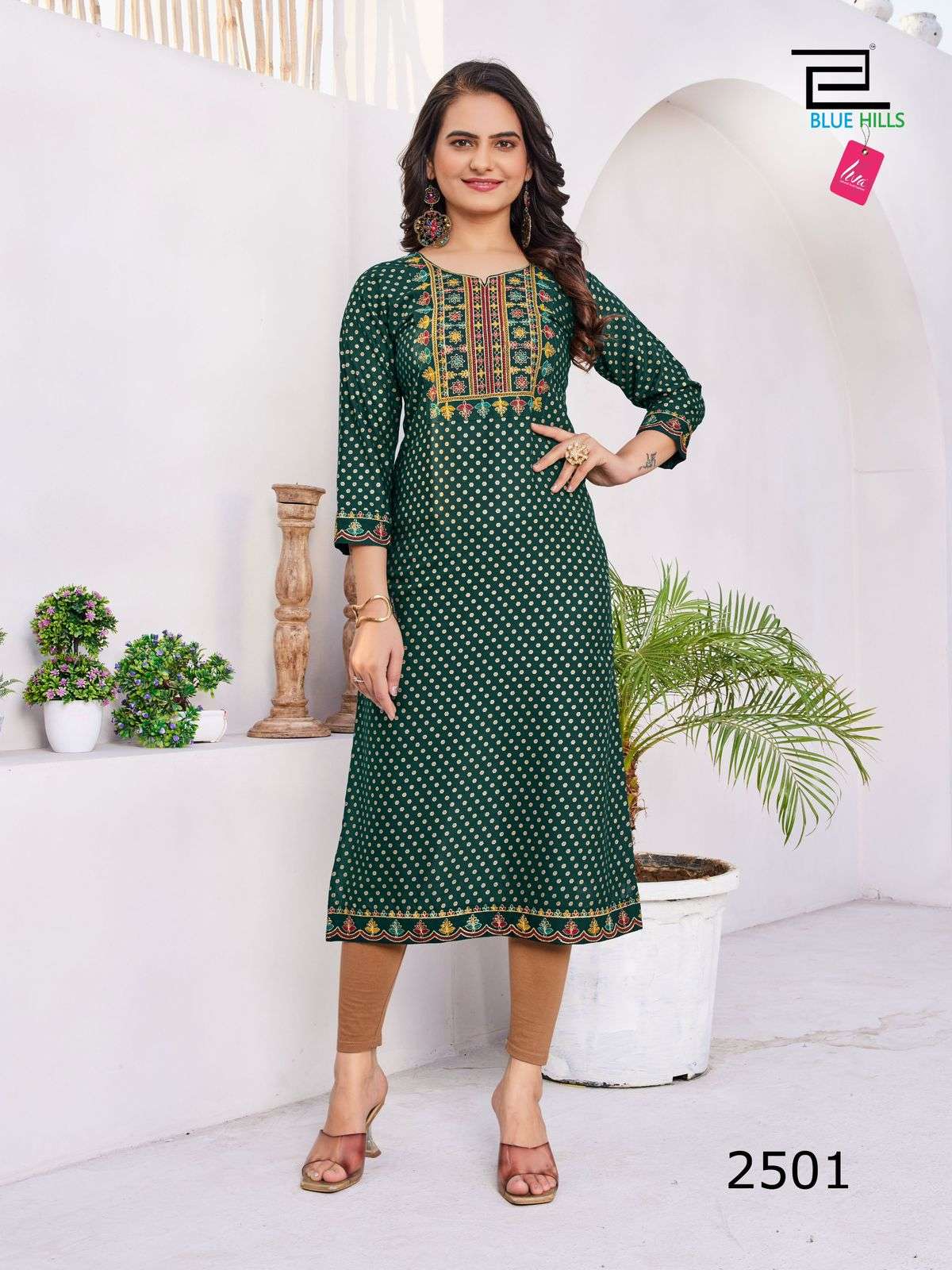 BLUE HILLS SOLID VOL 25 FANCY RAYON KURTI 