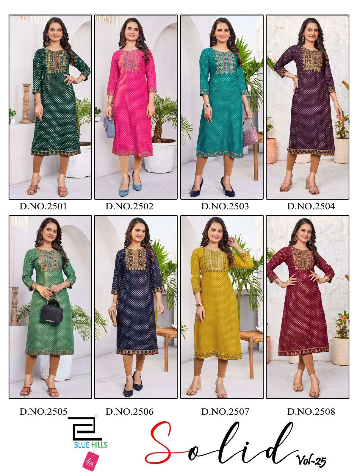 BLUE HILLS SOLID VOL 25 FANCY RAYON KURTI 