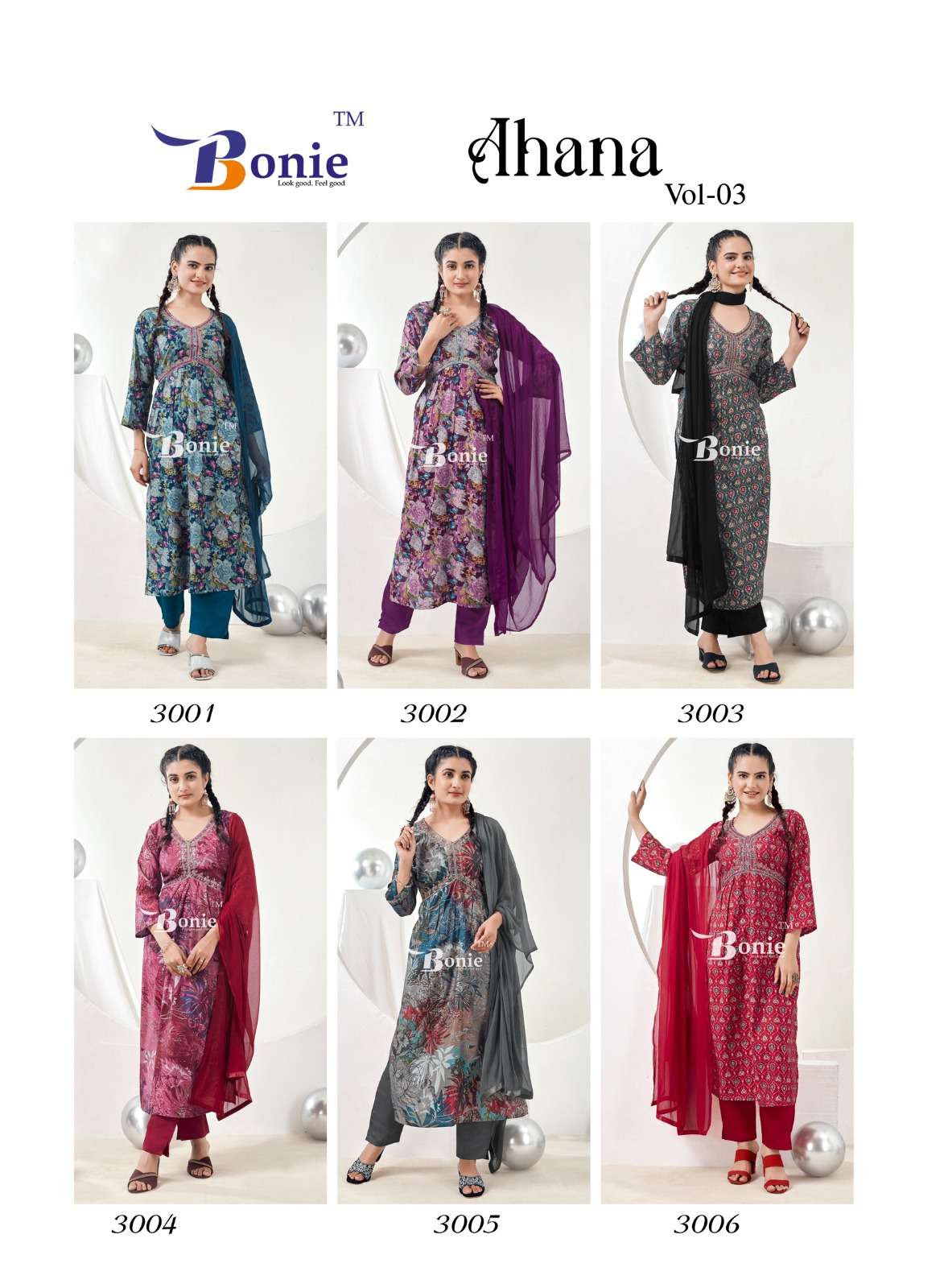 BONIE AAHANA VOL 3 ALIA CUT PATTERN KURTI COMBO SET 