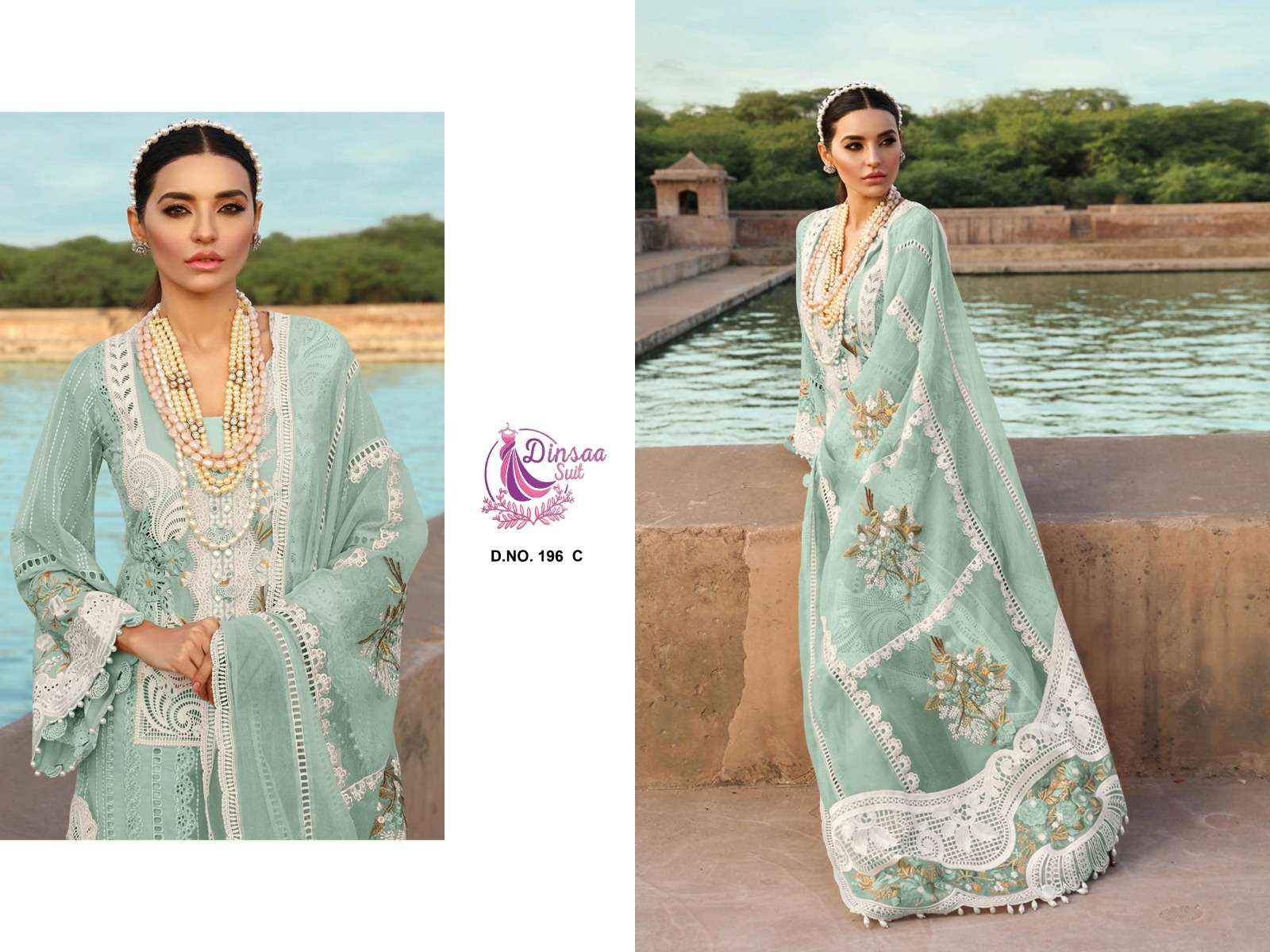 DINSAA SUIT D NO 196 COTTON EMBROIDERED PAKISTANI SUITS 