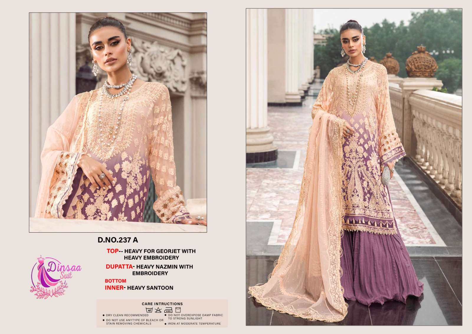 DINSAA SUIT D NO 237 GEORGETTE DESIGNER PAKISTANI SUIT