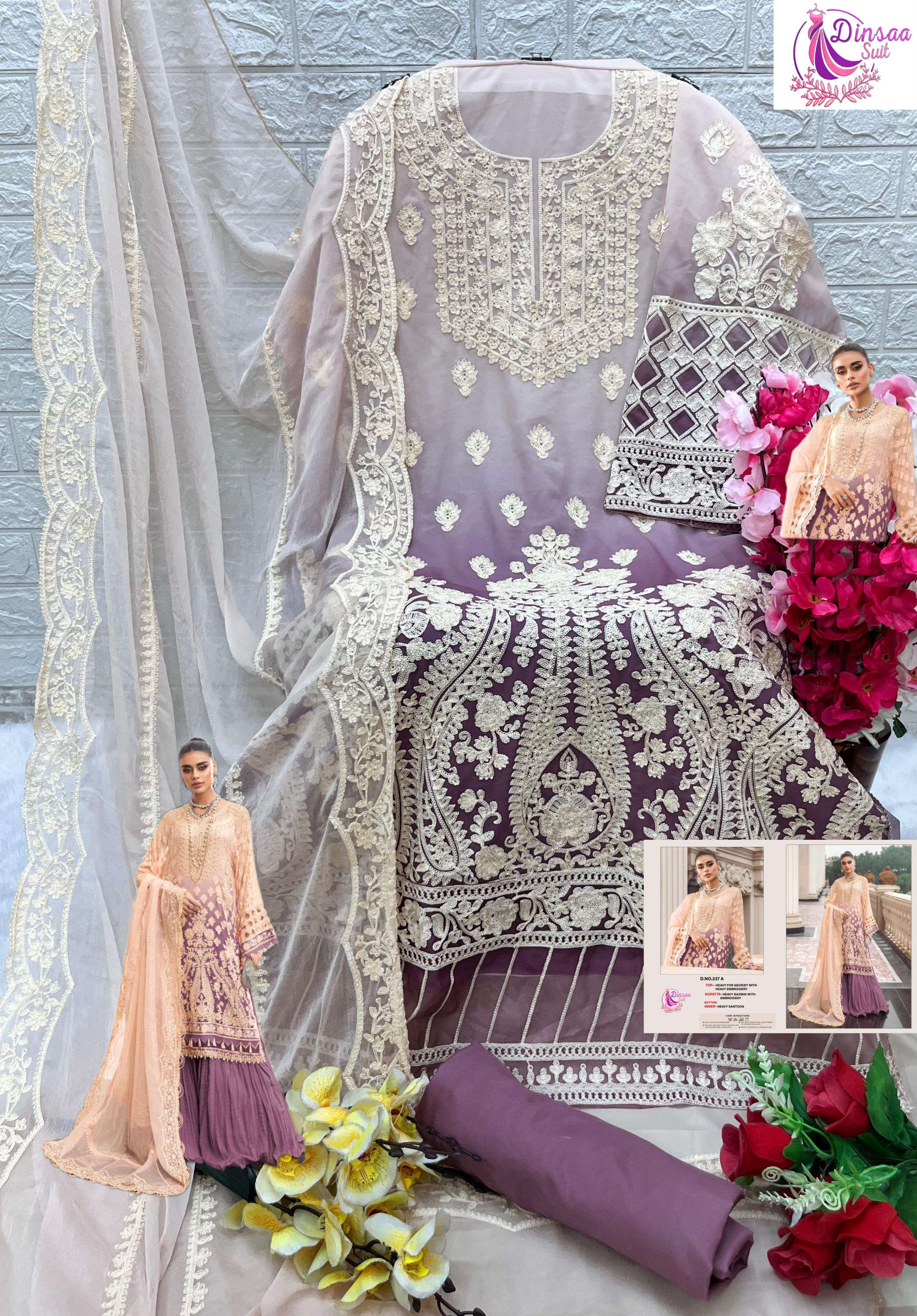 DINSAA SUIT D NO 237 GEORGETTE DESIGNER PAKISTANI SUIT