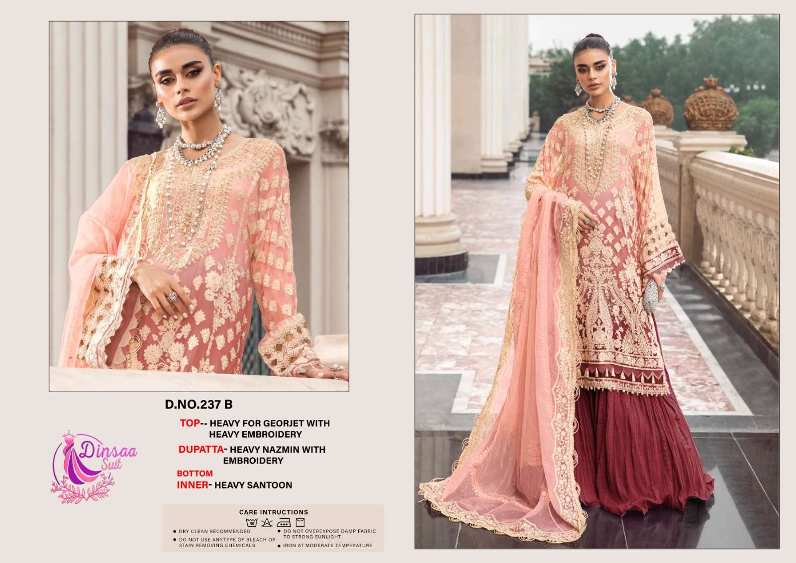 DINSAA SUIT D NO 237 GEORGETTE DESIGNER PAKISTANI SUIT