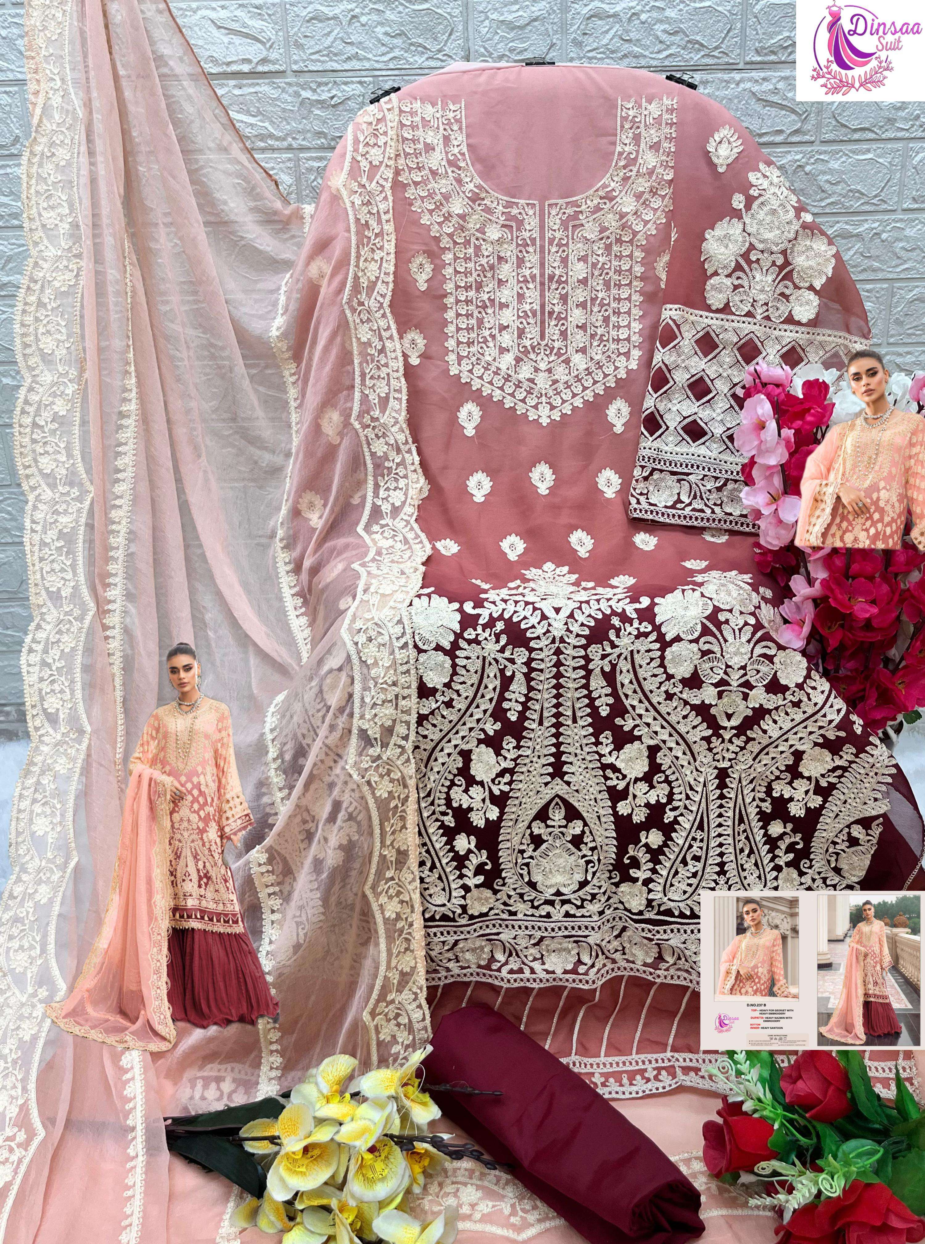 DINSAA SUIT D NO 237 GEORGETTE DESIGNER PAKISTANI SUIT