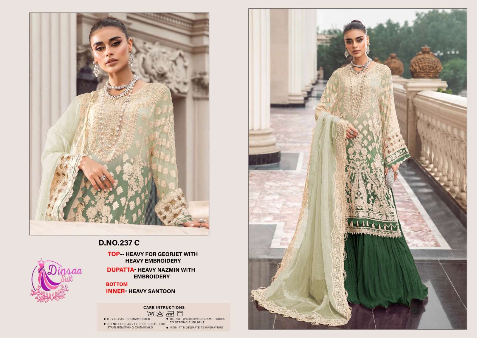 DINSAA SUIT D NO 237 GEORGETTE DESIGNER PAKISTANI SUIT