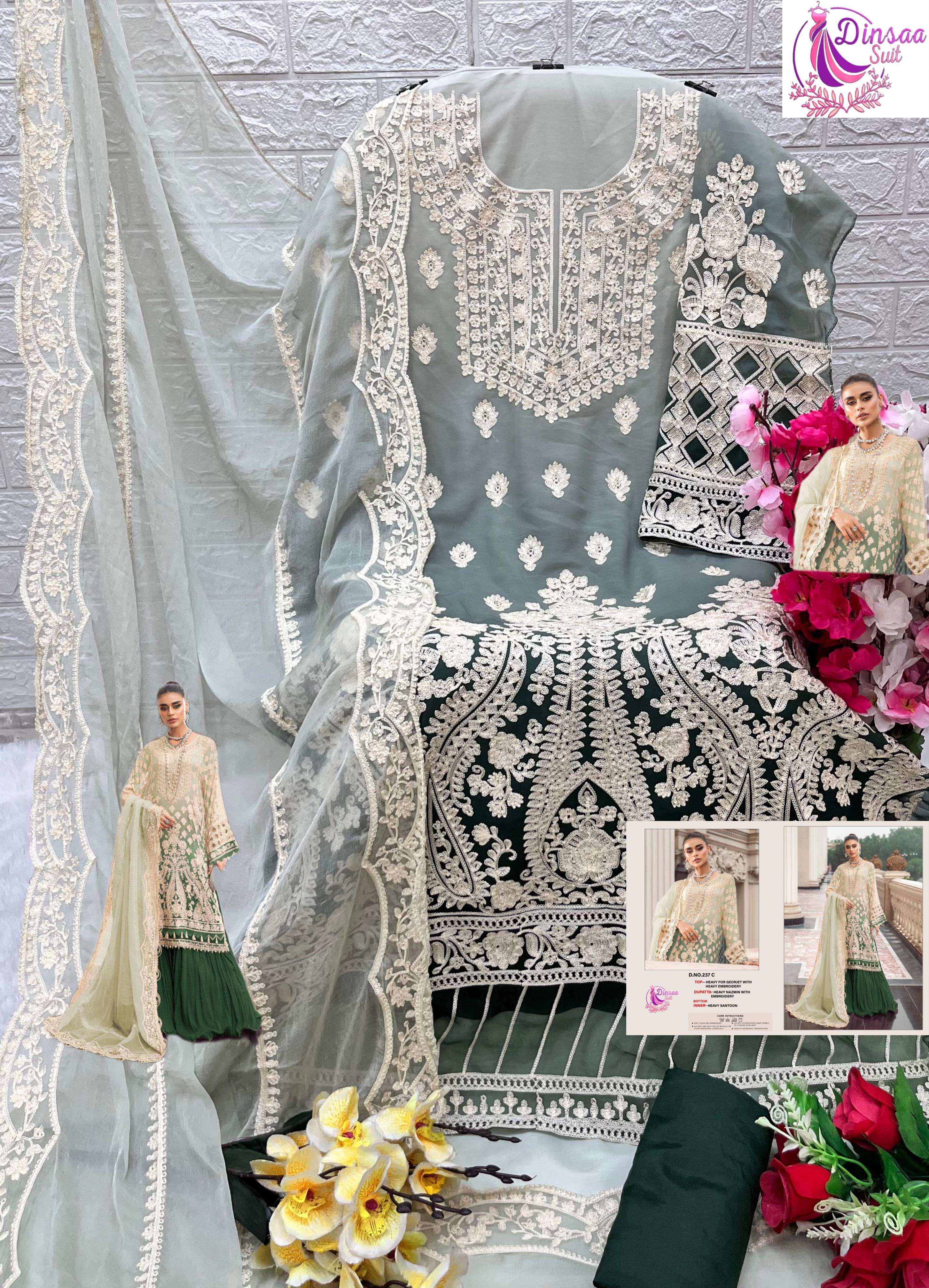 DINSAA SUIT D NO 237 GEORGETTE DESIGNER PAKISTANI SUIT