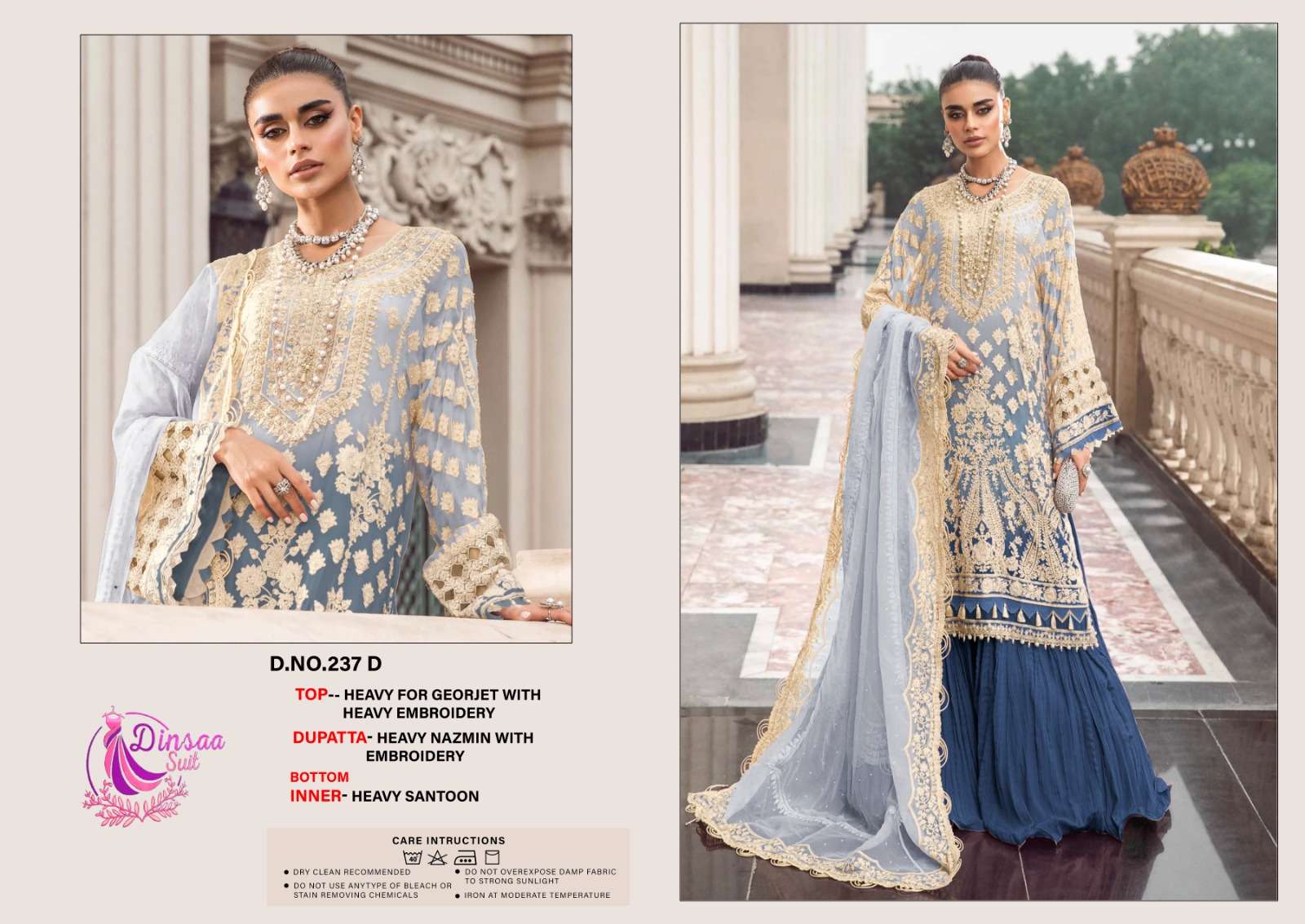 DINSAA SUIT D NO 237 GEORGETTE DESIGNER PAKISTANI SUIT
