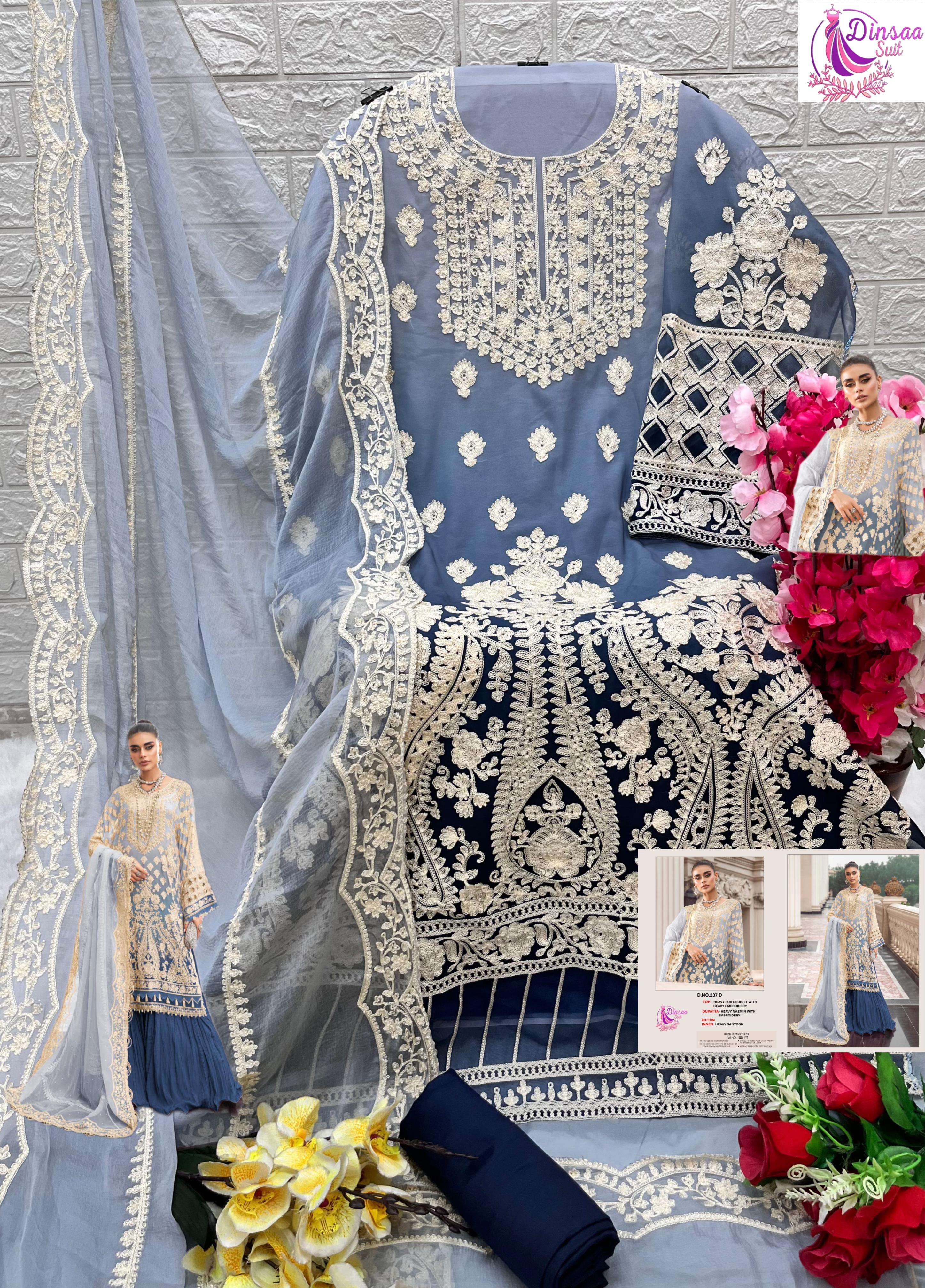 DINSAA SUIT D NO 237 GEORGETTE DESIGNER PAKISTANI SUIT