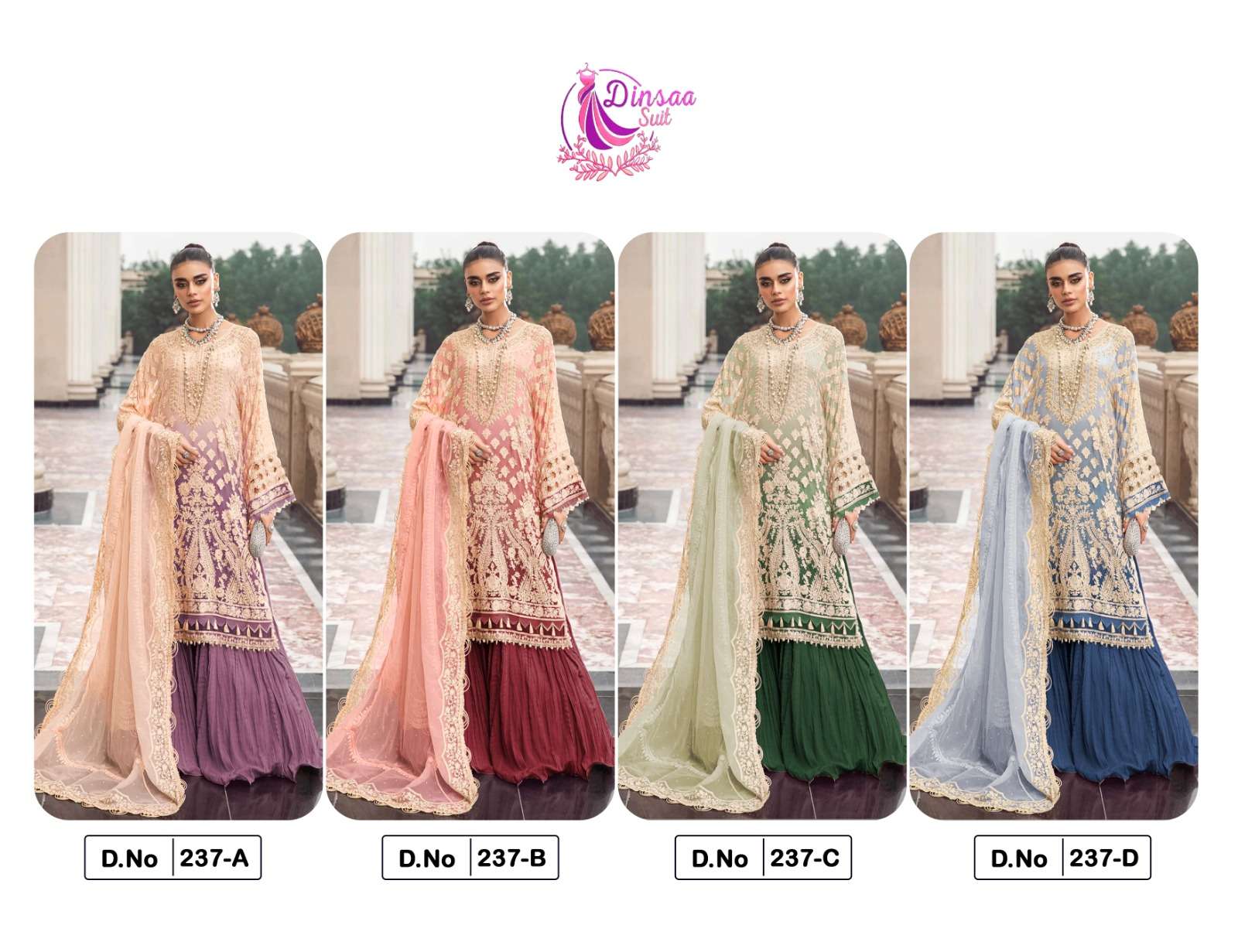 DINSAA SUIT D NO 237 GEORGETTE DESIGNER PAKISTANI SUIT