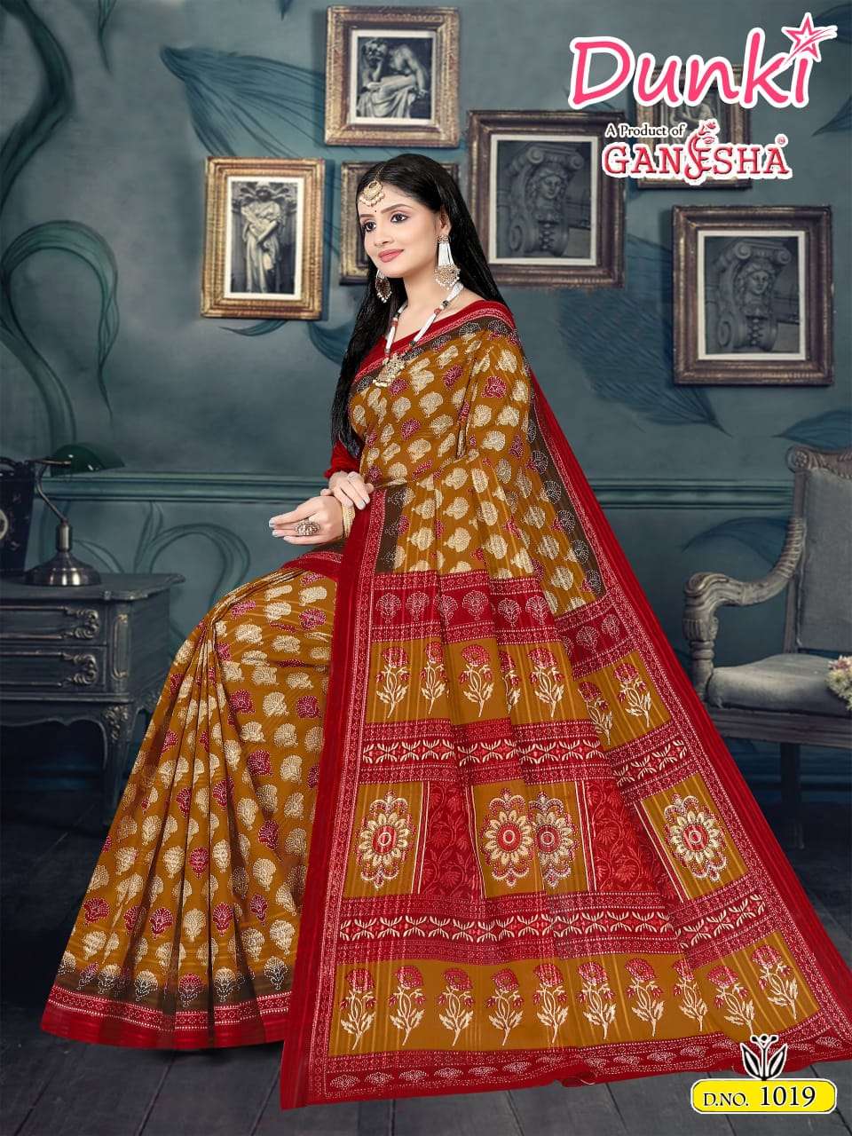 FALAK INTERNATIONAL GANESHA DUNKI VOL 1 COTTON PRINT SAREE