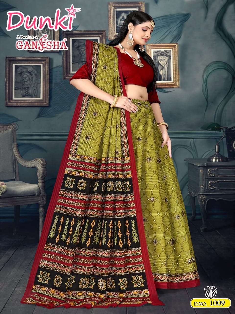 FALAK INTERNATIONAL GANESHA DUNKI VOL 1 COTTON PRINT SAREE
