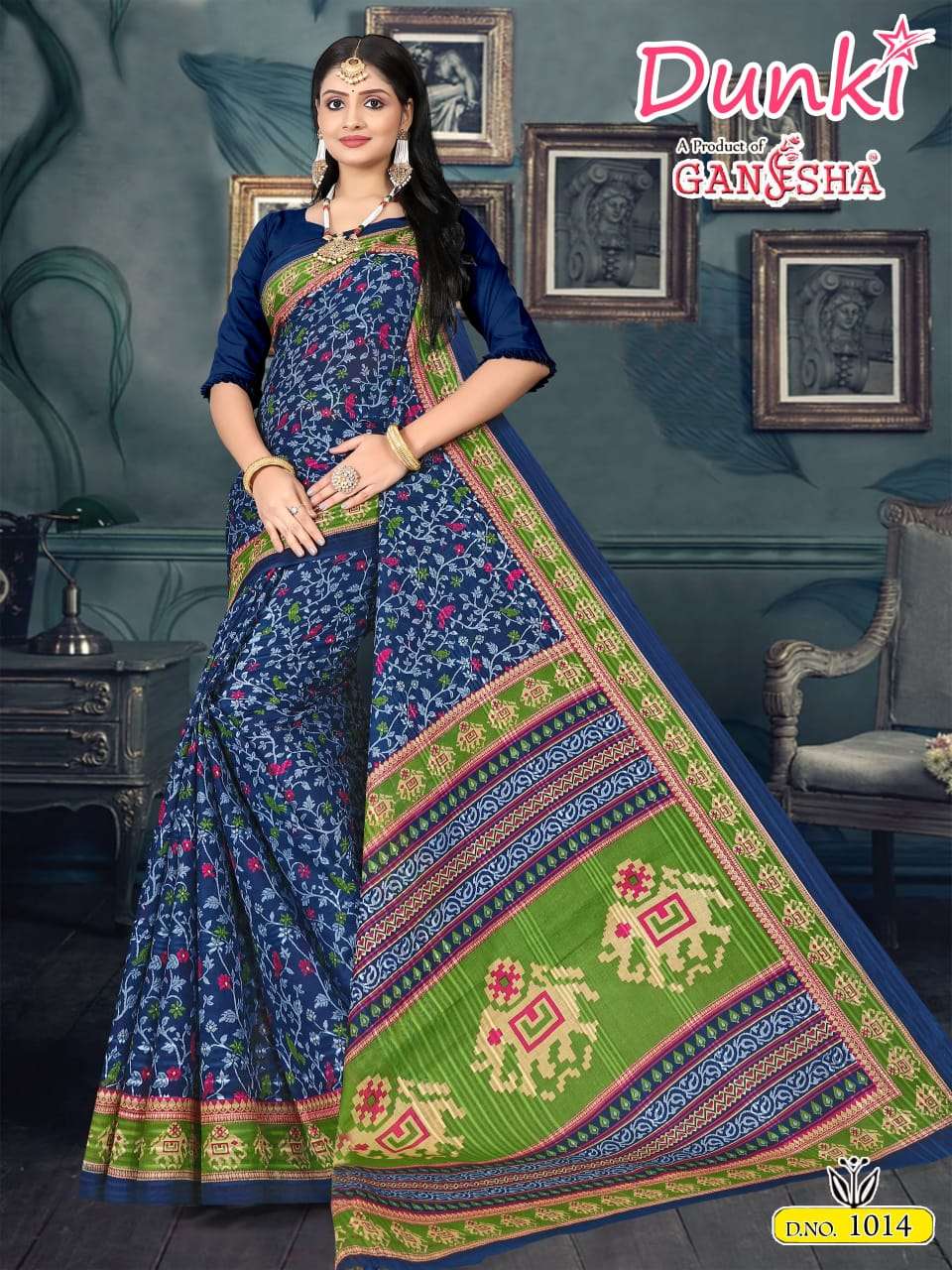 FALAK INTERNATIONAL GANESHA DUNKI VOL 1 COTTON PRINT SAREE