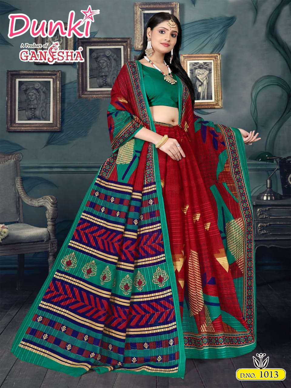 FALAK INTERNATIONAL GANESHA DUNKI VOL 1 COTTON PRINT SAREE