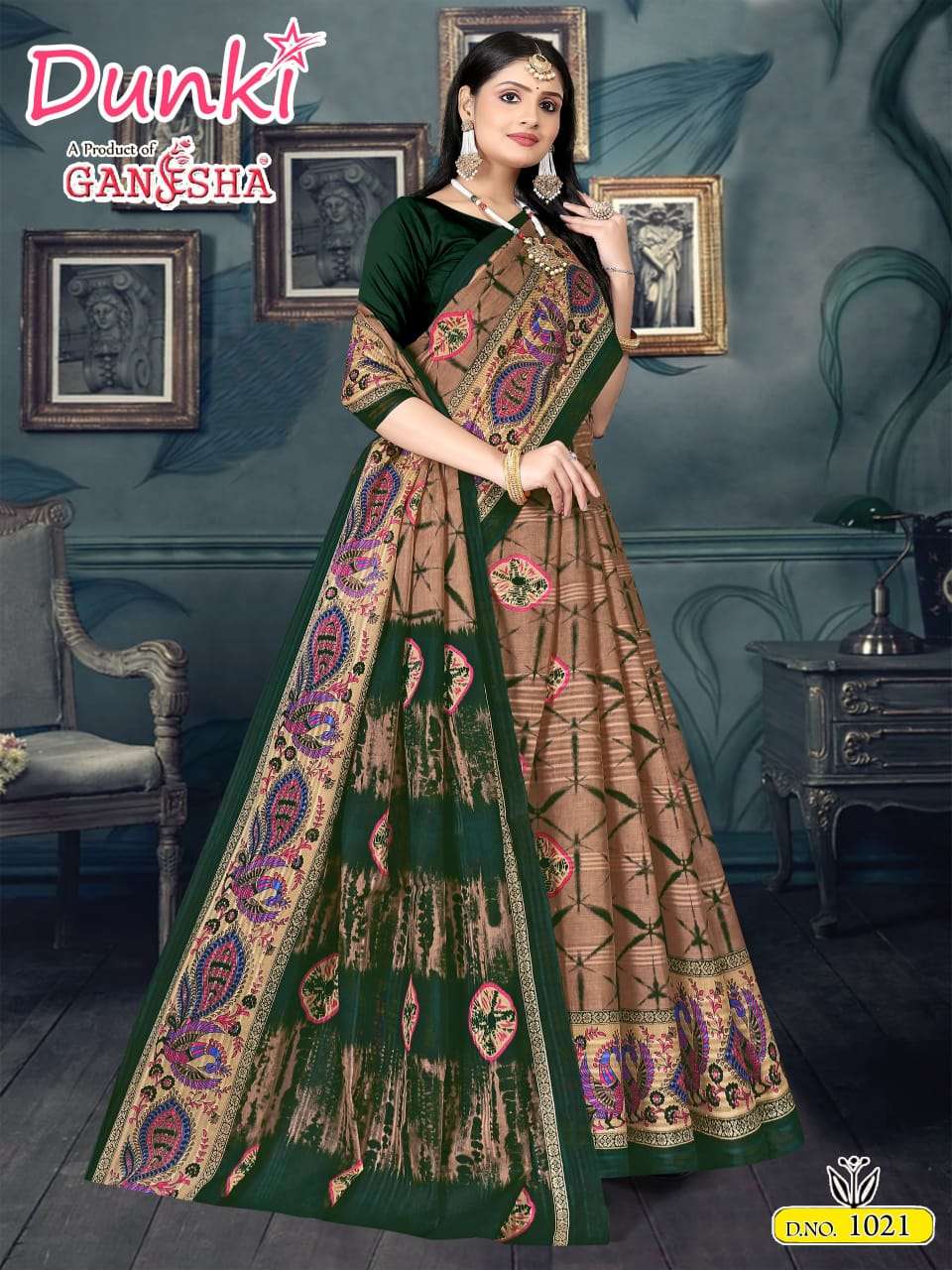 FALAK INTERNATIONAL GANESHA DUNKI VOL 1 COTTON PRINT SAREE