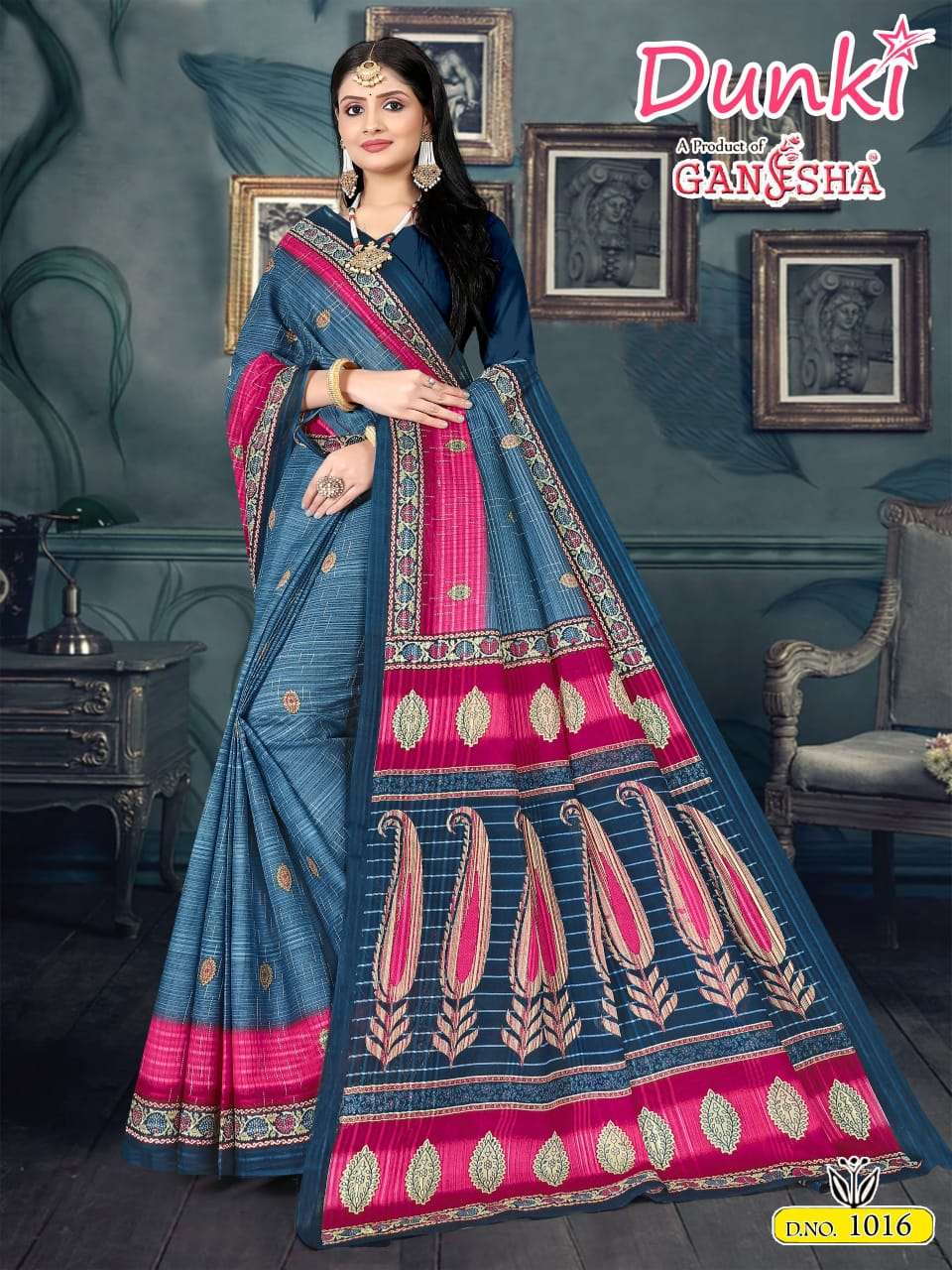 FALAK INTERNATIONAL GANESHA DUNKI VOL 1 COTTON PRINT SAREE