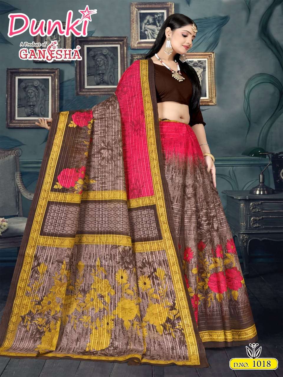 FALAK INTERNATIONAL GANESHA DUNKI VOL 1 COTTON PRINT SAREE