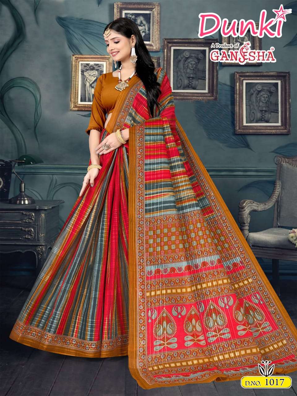 FALAK INTERNATIONAL GANESHA DUNKI VOL 1 COTTON PRINT SAREE