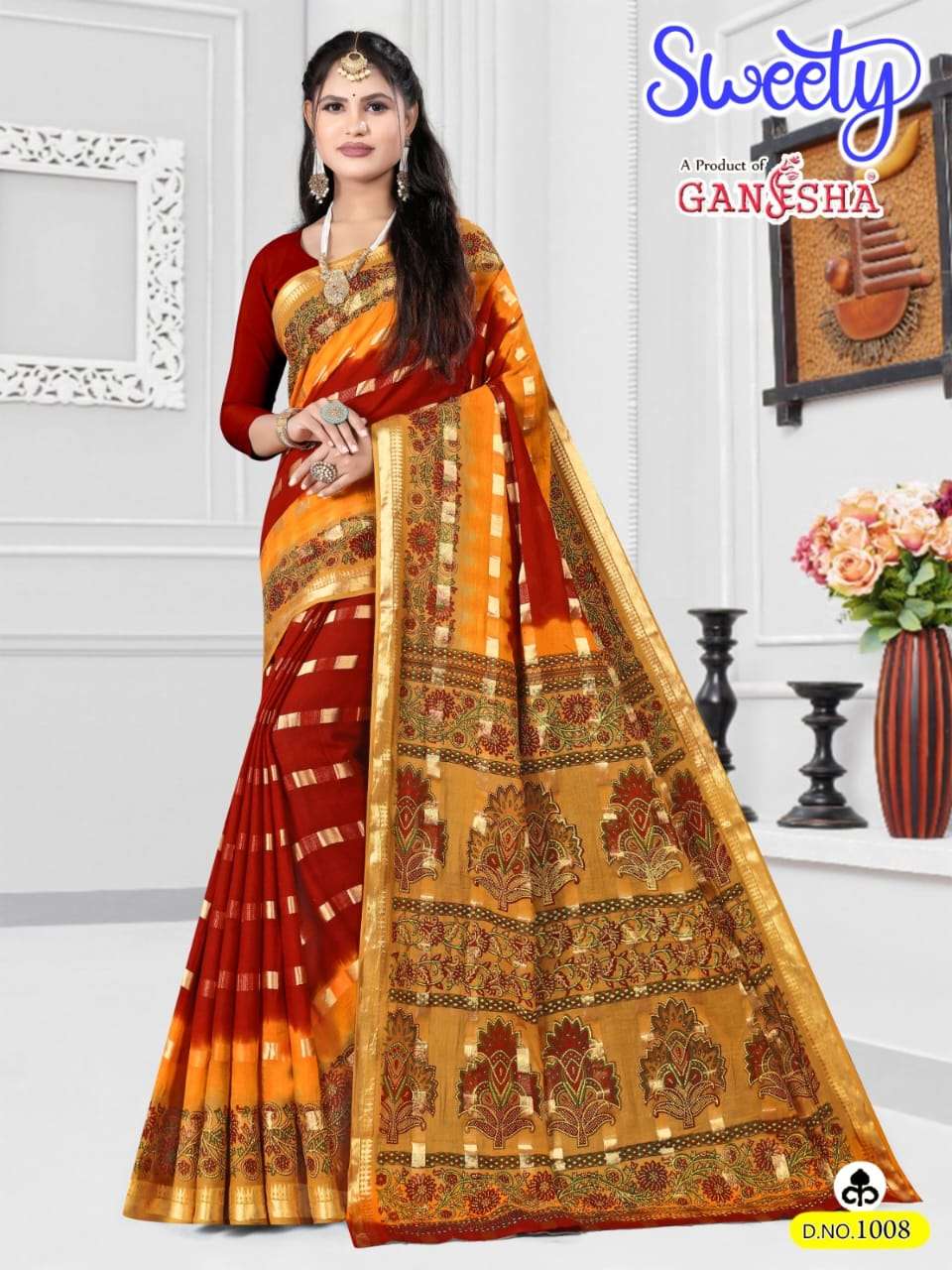 FALAK INTERNATIONAL GANESHA SWEETY COTTON PRINTED SAREES 