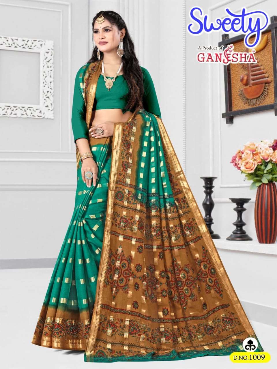 FALAK INTERNATIONAL GANESHA SWEETY COTTON PRINTED SAREES 