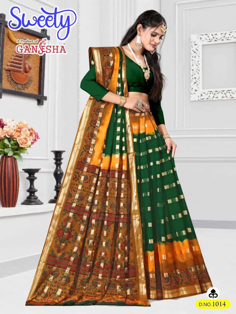 FALAK INTERNATIONAL GANESHA SWEETY COTTON PRINTED SAREES 