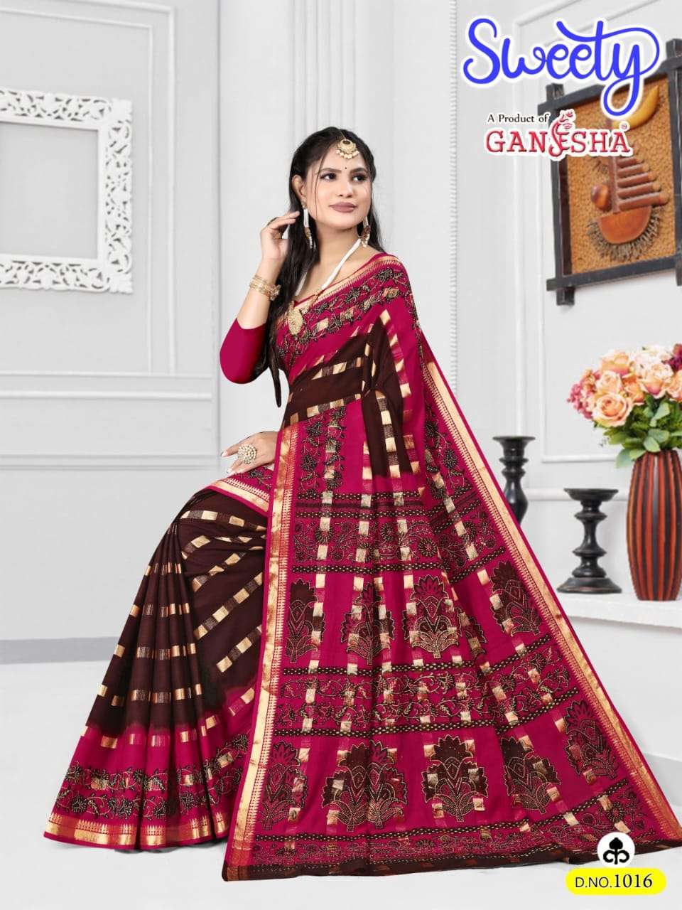 FALAK INTERNATIONAL GANESHA SWEETY COTTON PRINTED SAREES 