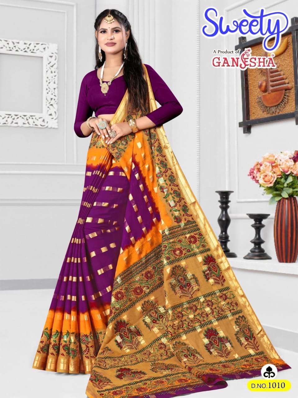 FALAK INTERNATIONAL GANESHA SWEETY COTTON PRINTED SAREES 