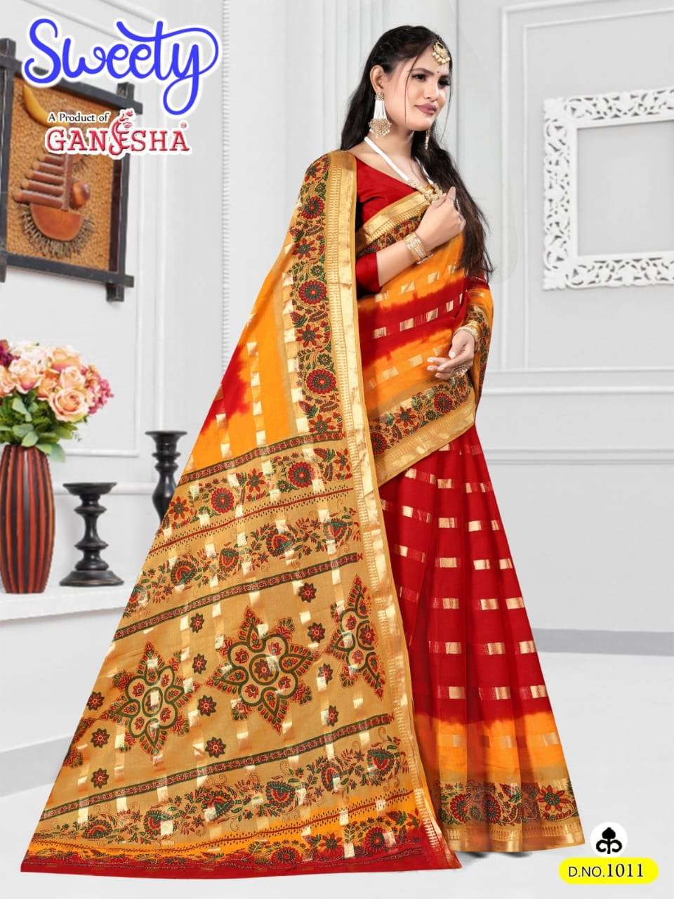 FALAK INTERNATIONAL GANESHA SWEETY COTTON PRINTED SAREES 
