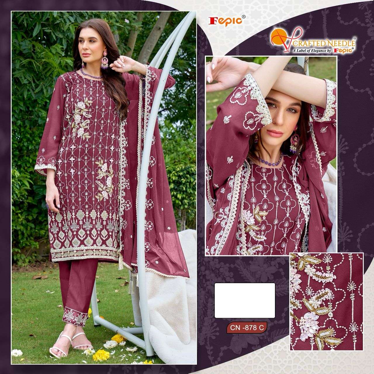 FEPIC CRAFTED NEEDLE CN 878 READY MADE PAKISTANI SUITS 