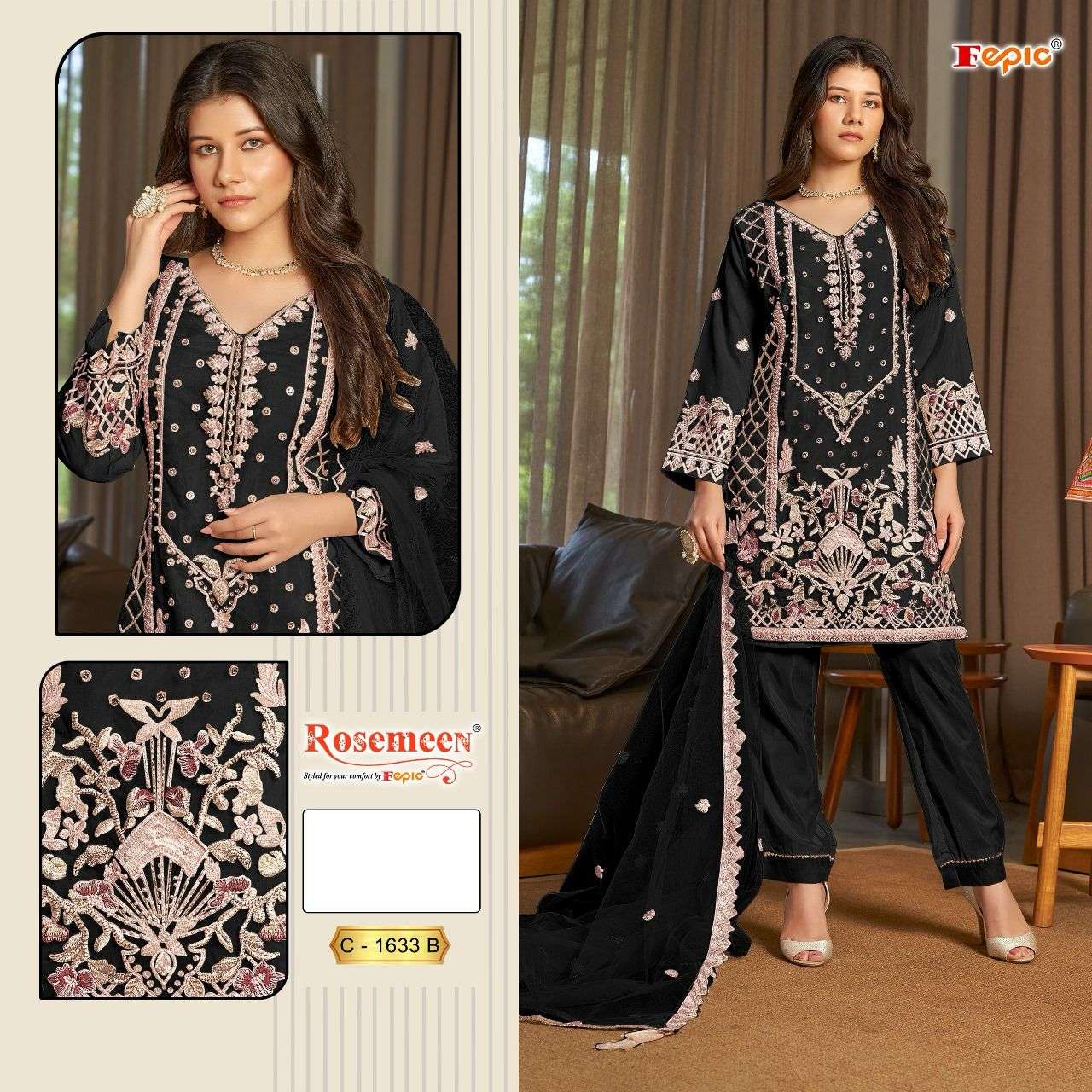 FEPIC ROSEMEEN C 1633 ORGANZA EMBROIDERED SUIT