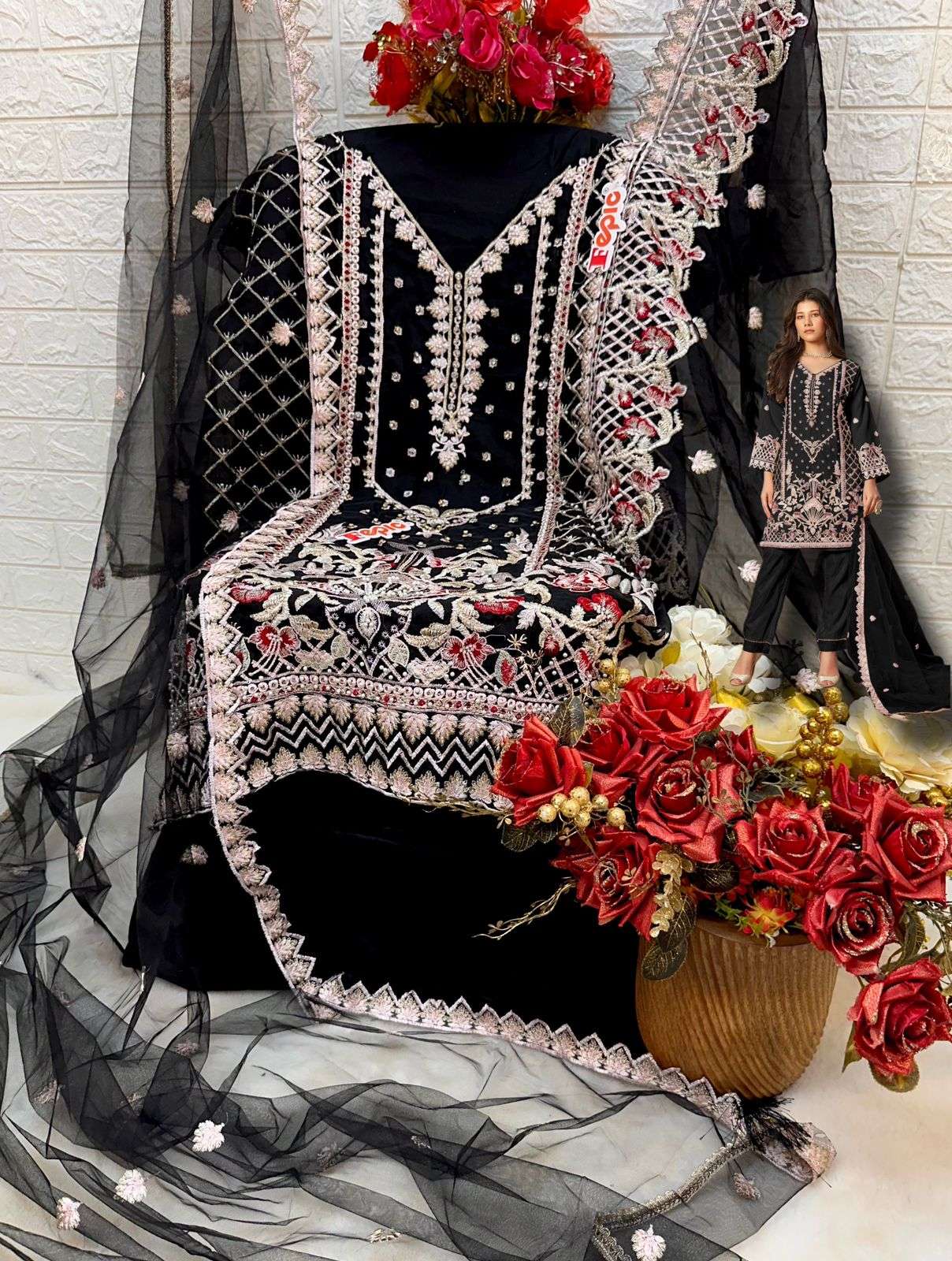 FEPIC ROSEMEEN C 1633 ORGANZA EMBROIDERED SUIT