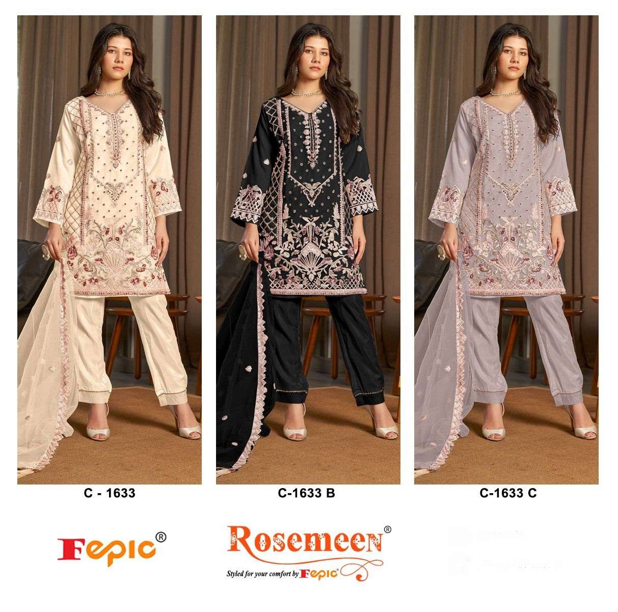 FEPIC ROSEMEEN C 1633 ORGANZA EMBROIDERED SUIT